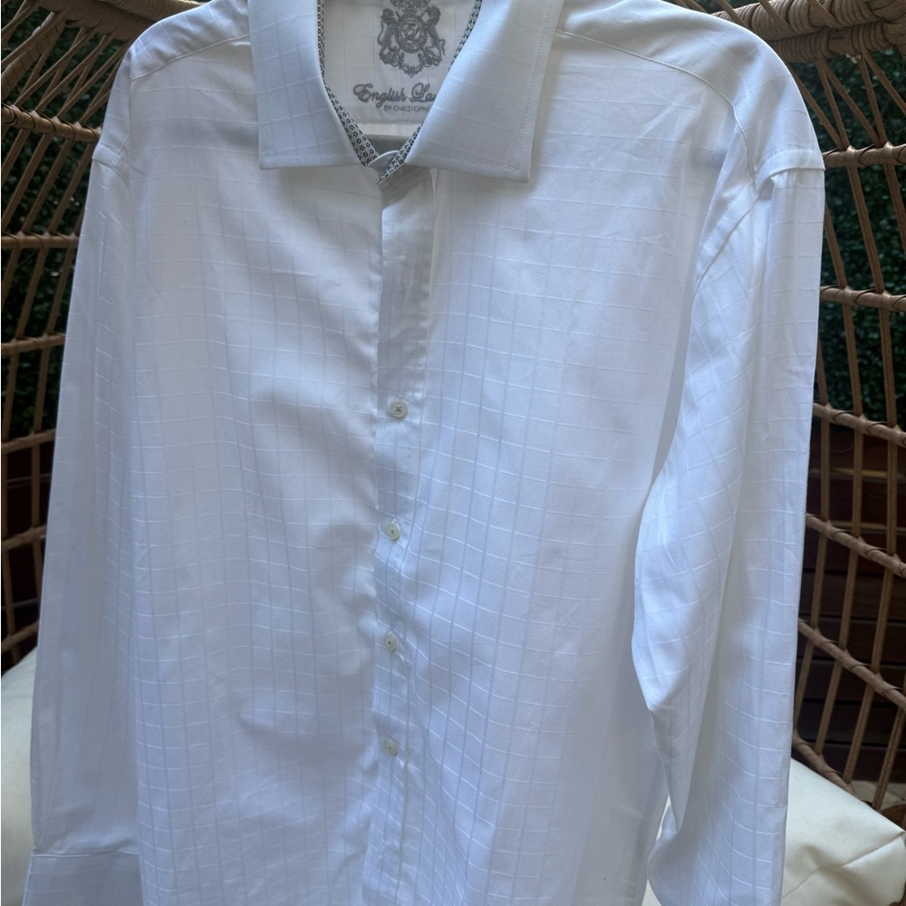 English Laundry White and Gray Embroidered Shirt